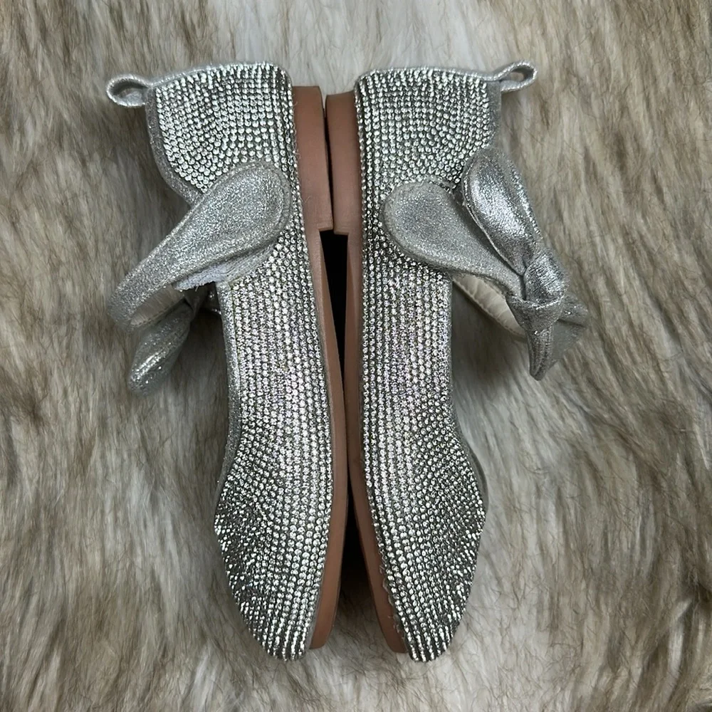 Silver Princess Kids Shoes with Bow, Size 11.5,  Velcro strap